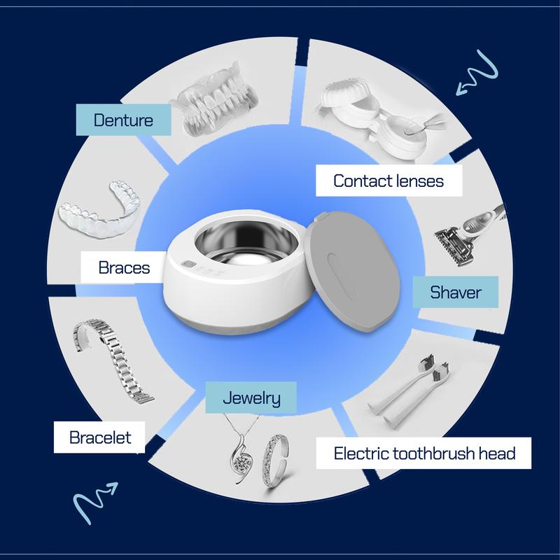 Ultrasonic Retainer Cleaner Machine, Quickly Completes Denture Brushing and Bathing, Deep Cleaning, and Effectively Prevents Aligner Discoloration Oral