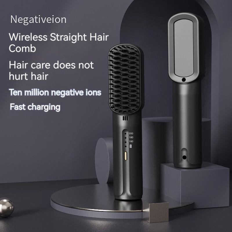 Hair Straightener Brush, Hair Straightening Comb Straightening Hot Air Brush for Women, Anti Scald & Heat Damage, Fast Heating,, Suitable for Home & Travel