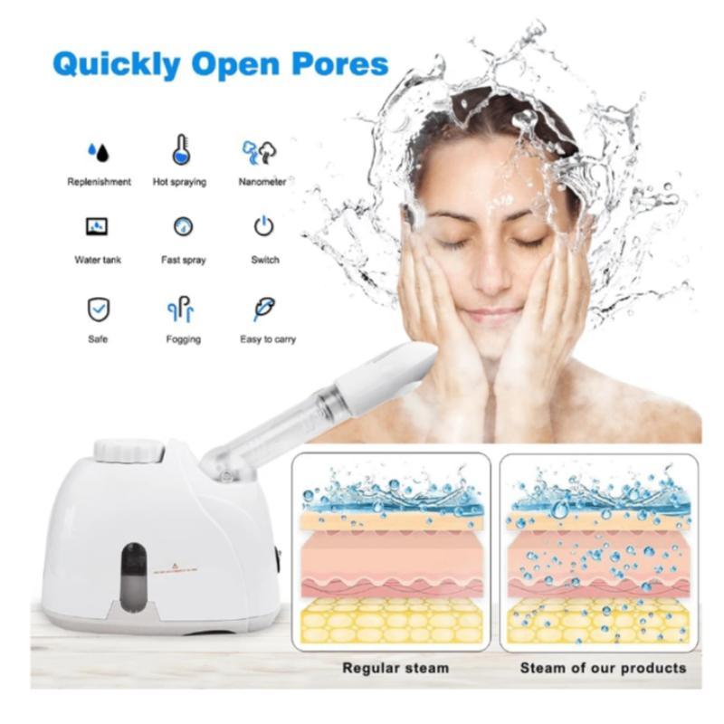 Facial Mist Steamer, 360° Rotatable Face Steamer, Hot Mist Humidifier Steamer for Face Spa Sinuses Moisturizing, Home Use Or Salon, Skincare Tools