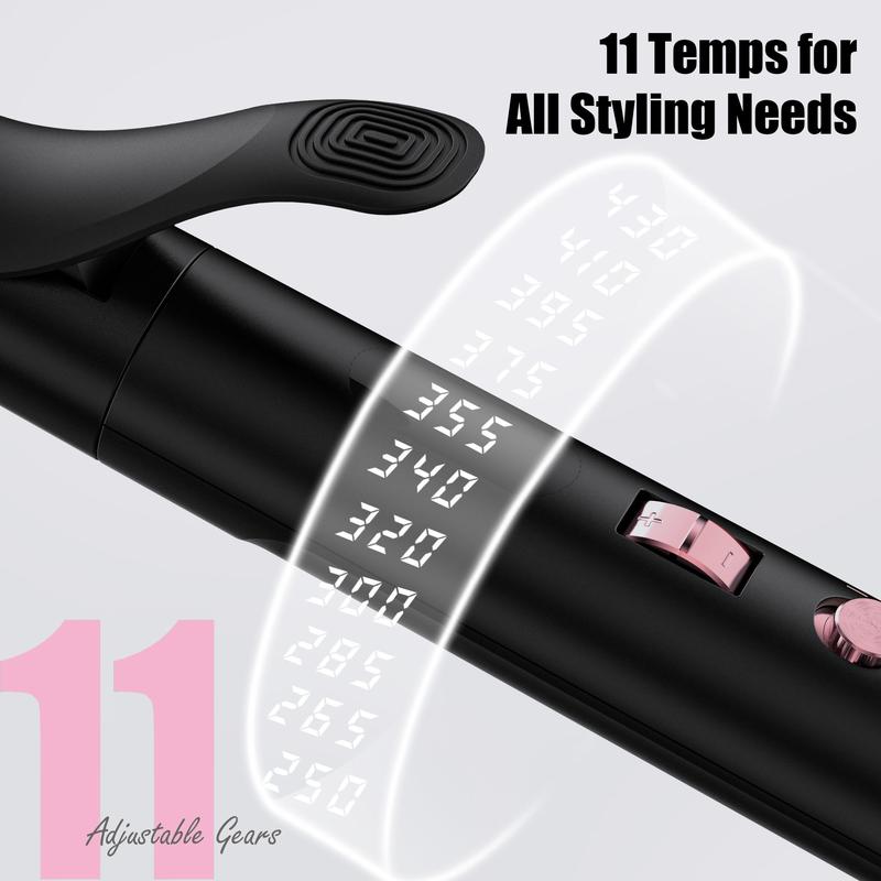 FARERY Long Barrel Curling Iron 1.25 inch, 11 Adjustable Temp, Include Clips & Silicone Pad