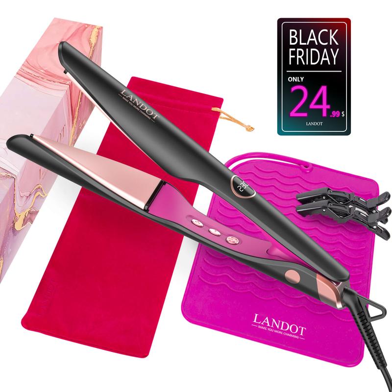 LANDOT 2024 New Negative Twist Iron-Straightener and Curler 2 in 1 -Twist & Transform Your Hair from Straight to Waves in Seconds