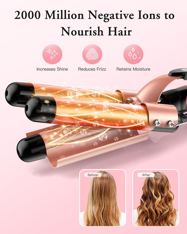 BESTOPE PRO 5 in 1 Curling Iron Curling Wand, Curling Iron Set with A Thermal Brush, A 3-Barrel Hair Crimper Iron, 3 Ceramic Curling Irons (0.35 