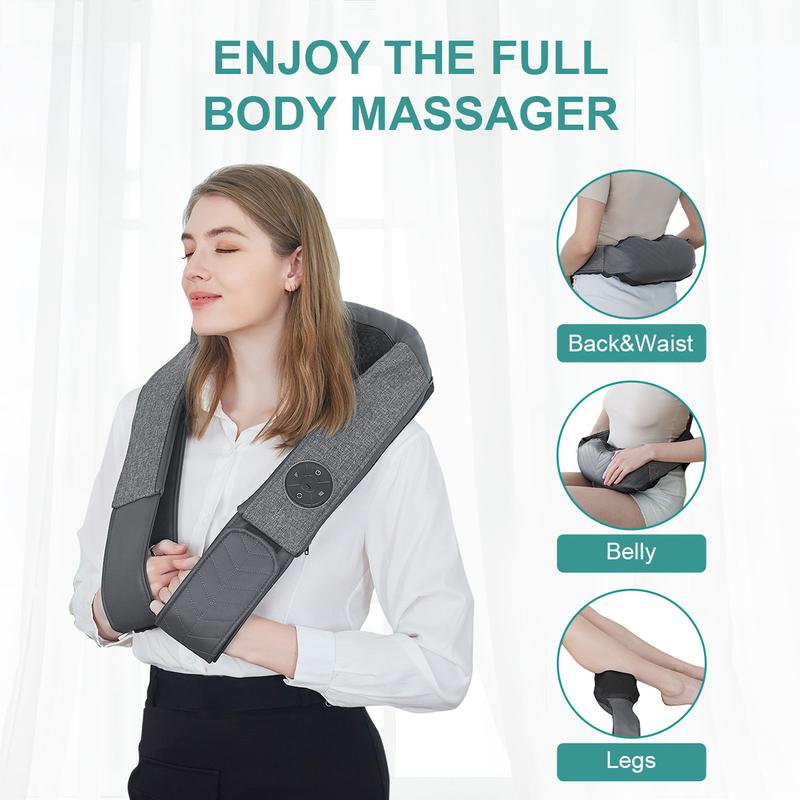 Nekteck Wireless Neck and Back Massager for Pain Relief Deep Tissue, Cordless Shiatsu Neck Massager with Heat, for Shoulder, Leg, Body Muscle