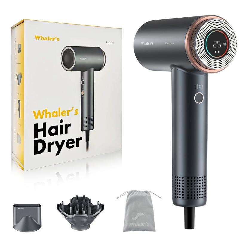 WHALER'S Hair Dryer，Professional Ionic Hair Dryer Hair Dryer with Diffuser and Concentrator, Ionic Hair Dryer, 3-Segment Heat Setting, High Speed Low Noise Hair Dryer, Suitable for Home and Travel Use