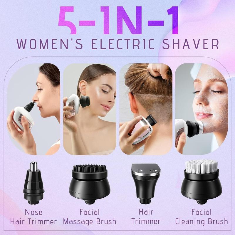 5 in 1 Cordless Electric Razor for Sensitive Skin - Painless Women's Leg, Bikini and Face Hair Remover - Waterproof Wet Dry Shaver and Trimmer shaver electric razors lady shaver Cordless Women's