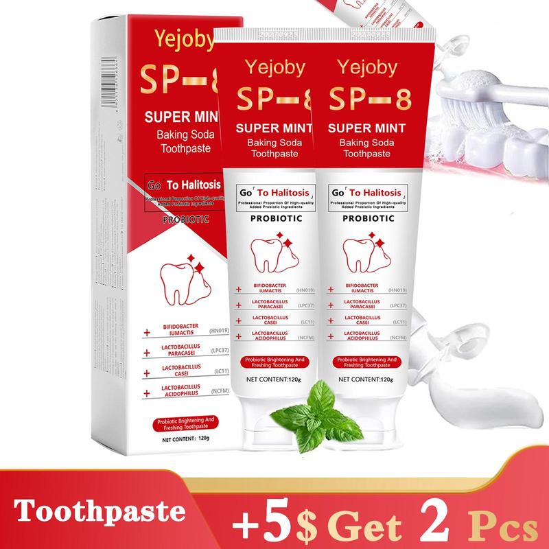 [+5$Get 2Pcs] SP-8 whitening Toothpaste, Super sp8 brightening Oral probiotic, sp 8 Bright White Toothpaste for Stain Removing, Fresh Breath & Teeth Health Whitening Solution Effect is better than SP-6 and SP-7,SP-8 SP-6 SP-4 sp-8 sp-6 sp8 SP-10