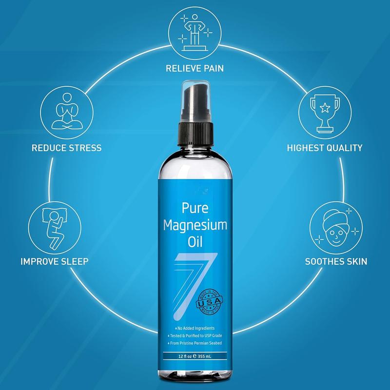 , Pure Magnesium Oil Spray - Big 12 oz (Lasts 9 Months) - USP Grade Magnesium Spray, No Unhealthy Trace  - from Ancient Underground Permian Seabed in , Free eBook Included