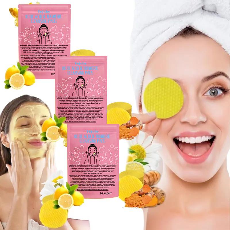 Turmeric Cleansing Exfoliating Pads Facial Cleansing Skincare Comfort Turmeric & Ginger Cleansing Pads, 30pcs Bags Exfoliating Skin Care Pad, Deep Cleansing Facial Skin Care Product for Women & Men