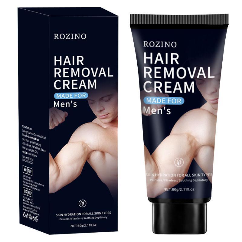 60g Hair Removal Cream for Men, 1 Box Gentle Painless Hair Removal Product, Men's Depilation Cream for Legs Arms Chest, Hair Remover Cream for Home and Travel