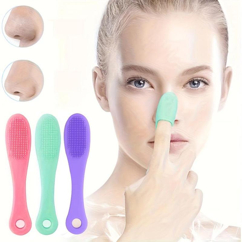 Facial Nose Cleaning Brush, 5 Counts Soft Silicone Finger Massage Brush, Face Washing Cleansing Tools, Travel Accessories