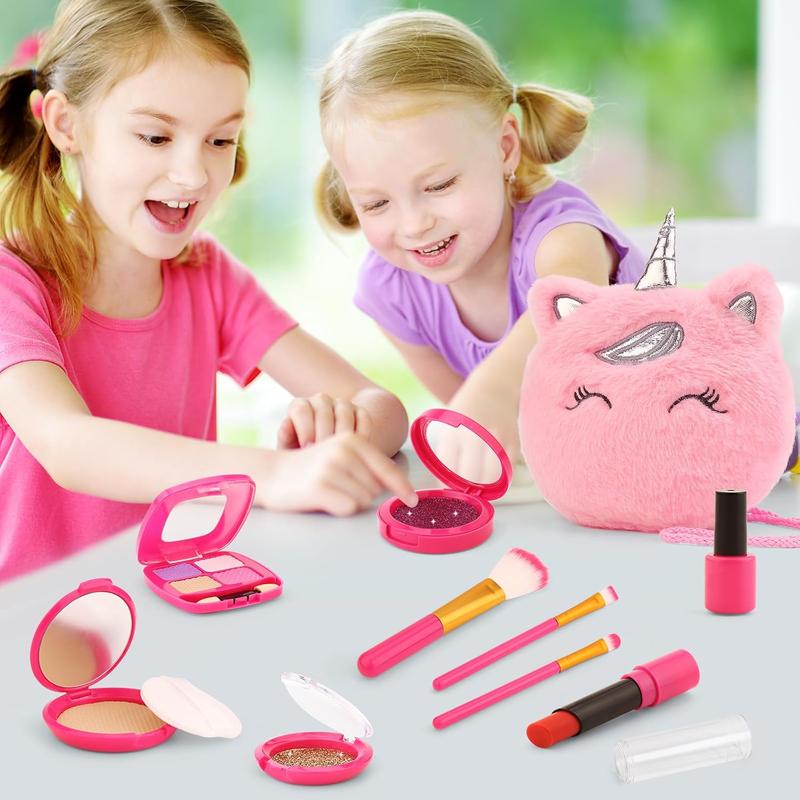 Christmas gift Pretend Makeup Kit for Girls – Unicorn Princess Purse Play Set, Toddler Toys & Gifts for Kids Ages 3-8, Fake Makeup