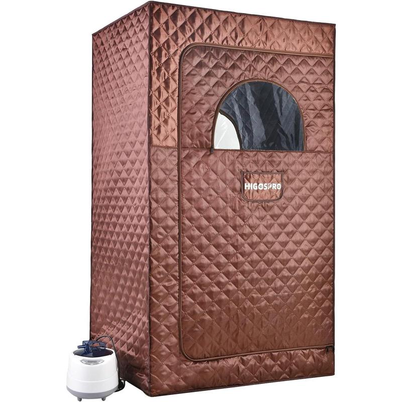 Portable Full Size Steam Sauna, Lightweight Steam Saunas for Home Spa, FCC Certified 2.6L & 1000W Steam Generator, 90 Minute Timer, Indoor Steam Sauna Tent with Remote Control, Brown