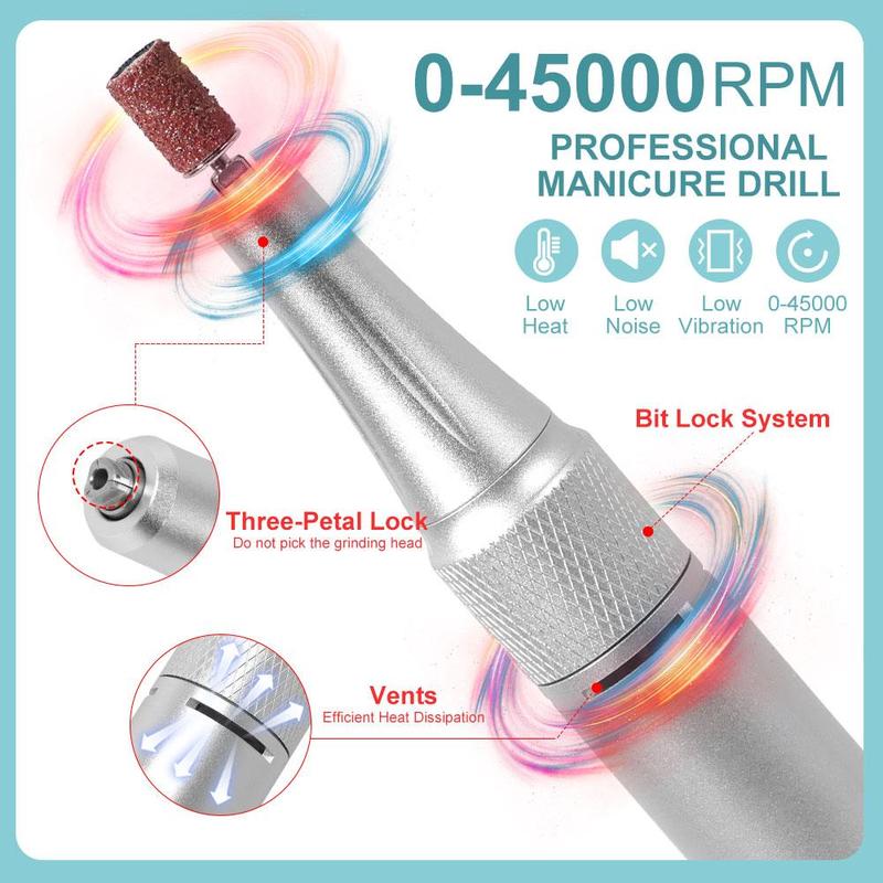 Electric Nail Drill Machine, 1 Box 45000rpm Nail Drill Machine, Rechargeable Nail Sander for Gel Nails Polishing for Home Manicure, Nail Care Nail Supplies Nail Equipment, Nail Drill