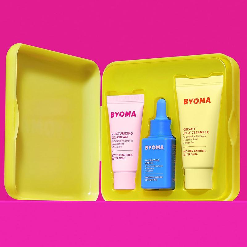 BYOMA So Hydrating Set - Barrier Repair Skincare Set - Creamy Jelly Cleanser, Hydrating Face Serum & Ceramide Face Moisturizer for Dry Skin - Anti Wrinkle, Alcohol Free Skin Care - 30ml, 15ml, 15ml