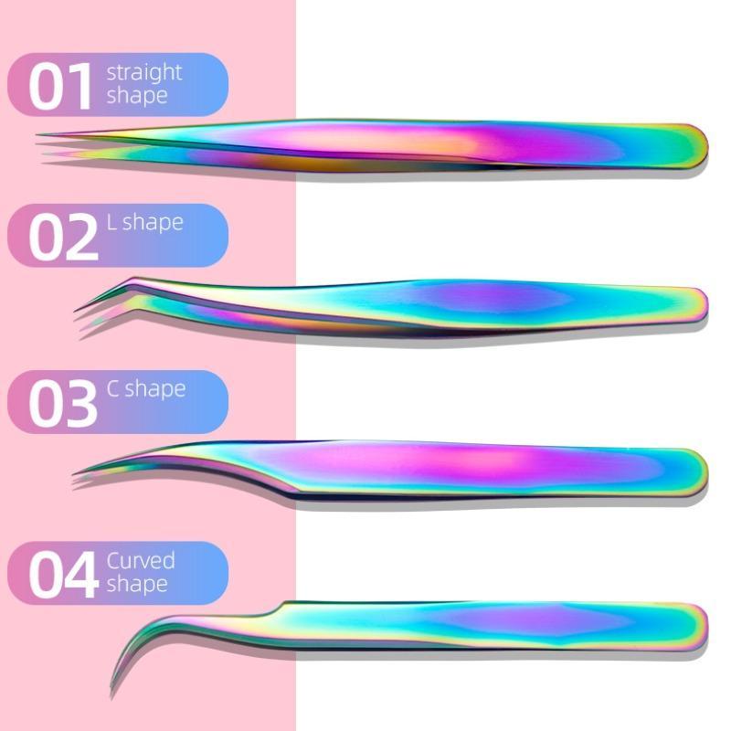 4pcs Mixed Size Eyelash Extension Tweezer, Stainless Steel Eyelash Extension Tweezer, Professional Makeup Tools for Women