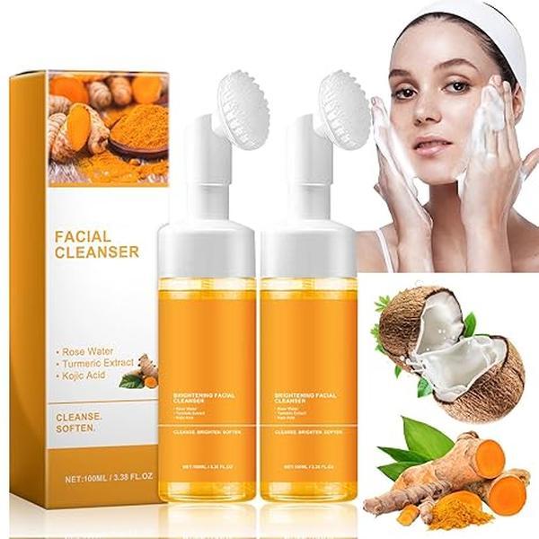 2pcs Turmeric Brightening Facial SkincareCleanser, Comfort Deep CleansingHydrating Facial Cleanser,  Oily Skin,Gir Shower Products Facial CleansersFacial Cleansing Facial Wash