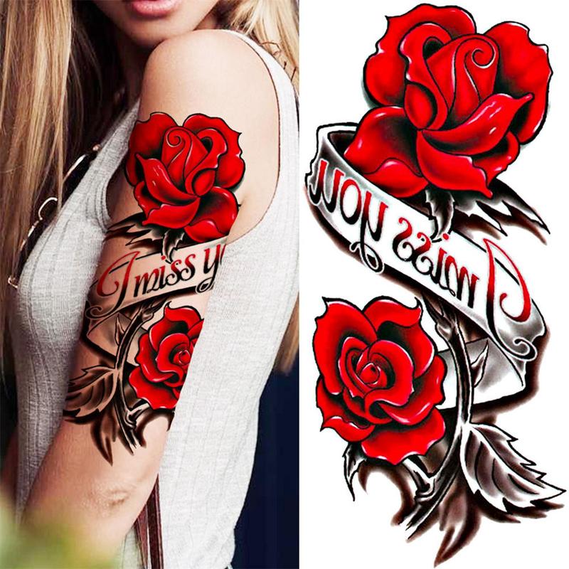 10pcs Peony Rose Pattern Temporary Tattoo Sticker, Creative Body Art Sticker, 3D Butterfly Flower Fake Tattoos For Women, Christmas Gift