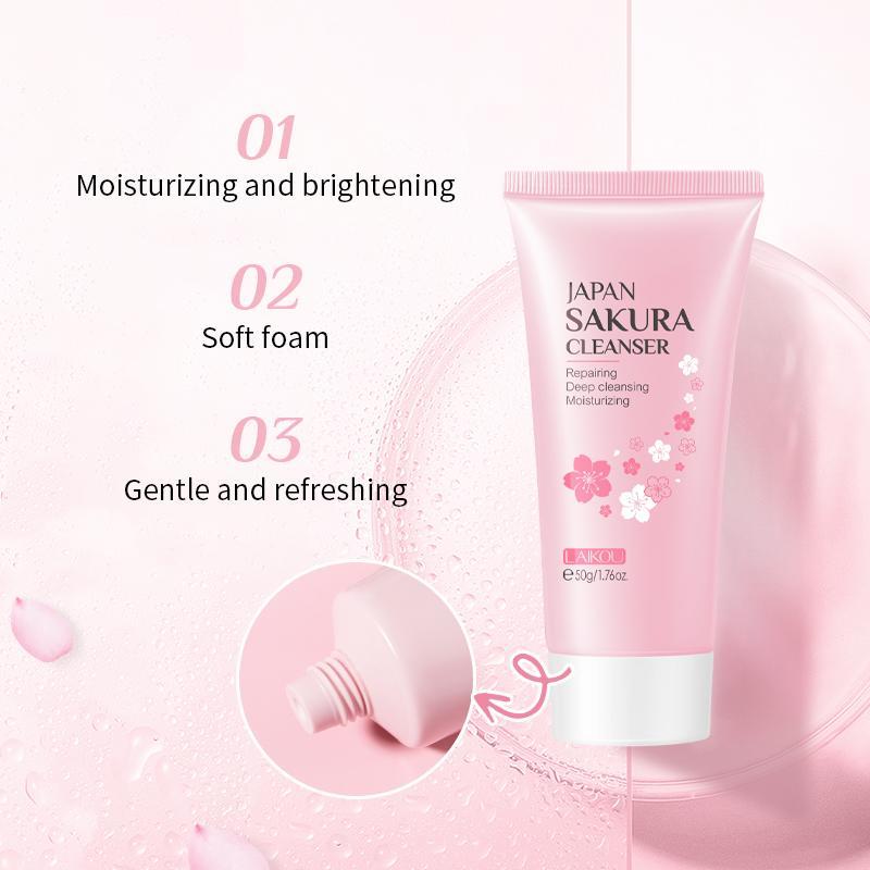 Sakura Extract Moisturizing Facial Cleanser, Gentle Exfoliating Facial Wash, Facial Cleansing Foaming Face Wash, Hydrating Comfort Skincare Gifts