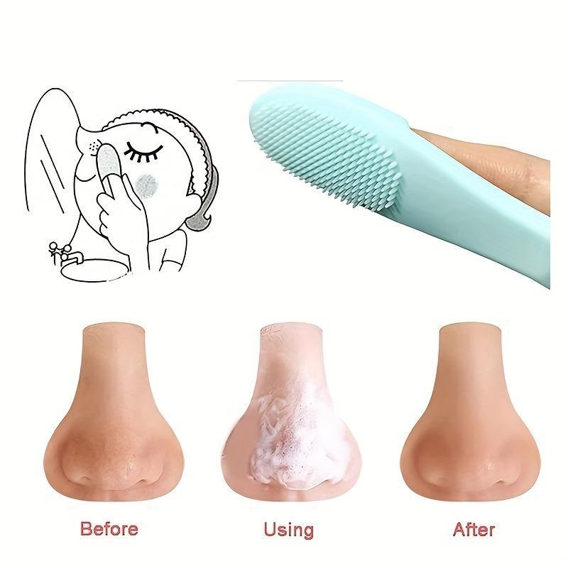 Facial Nose Cleaning Brush, 5 Counts Soft Silicone Finger Massage Brush, Face Washing Cleansing Tools, Travel Accessories