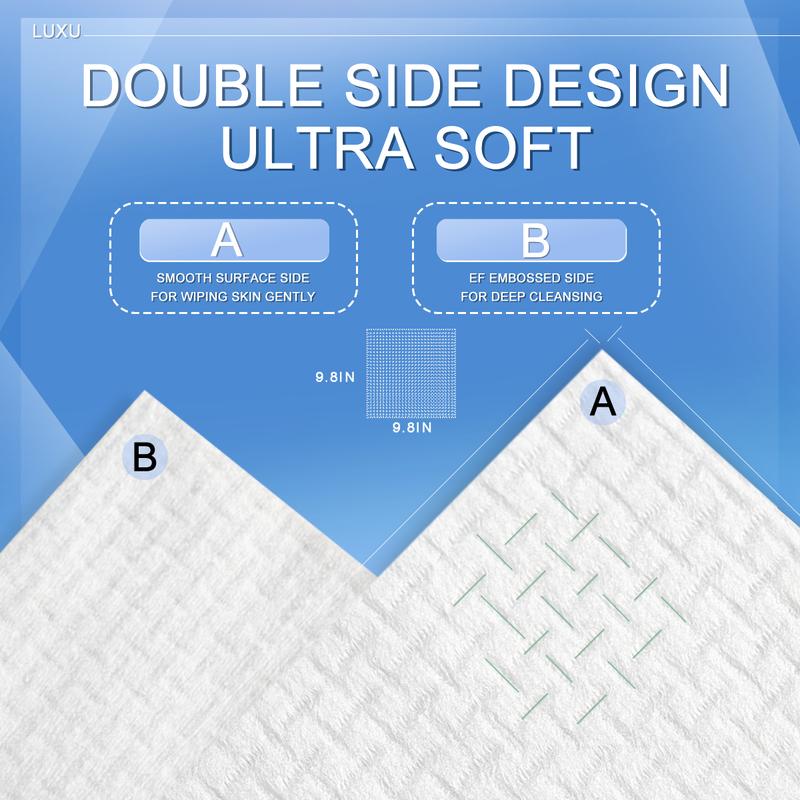 Roll over image to zoom in LUXU Clean Face Towels,Makeup Remover Wipes,25 Ct,2 Pack,Soft Thick Nursing, Biodegradable Plant Cosmetic facial towel