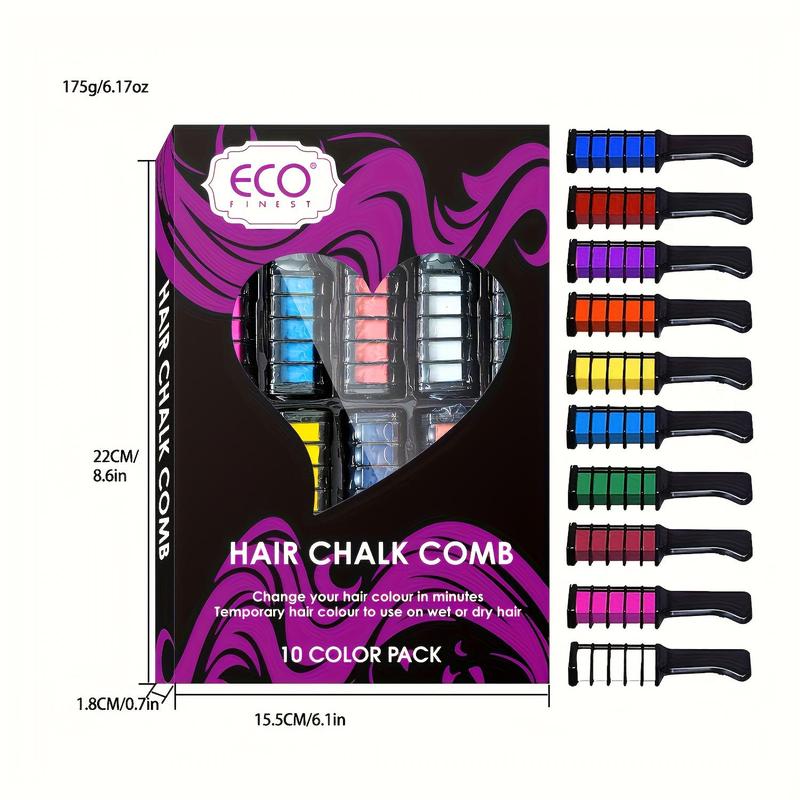 Set of 10 Vibrant Temporary Hair Chalk Combs for Everyday Parties And Cosplay, Easily Washable, Lasts Over 24 Hours, Safe for Natural Hair Color, Perfect for Instant Hair Dyeing for Events Like Halloween And Christmas.