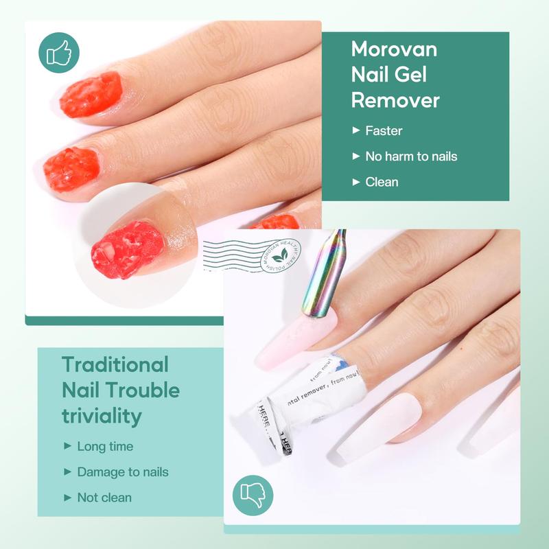 Morovan Gel Polish Remover Kit with Latex Tape Peel Off Liquid with Cuticle Pusher Peeler Cuticle Oil Nail File Cleaner Quick & Easy No Need Soakin