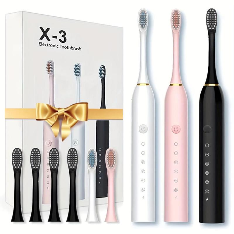 Electric Toothbrush Set, 1 Box Waterproof Rechargeable Toothbrush & Replacement Brush Heads, Oral Care Product for Adults,  Electric Toothbrush