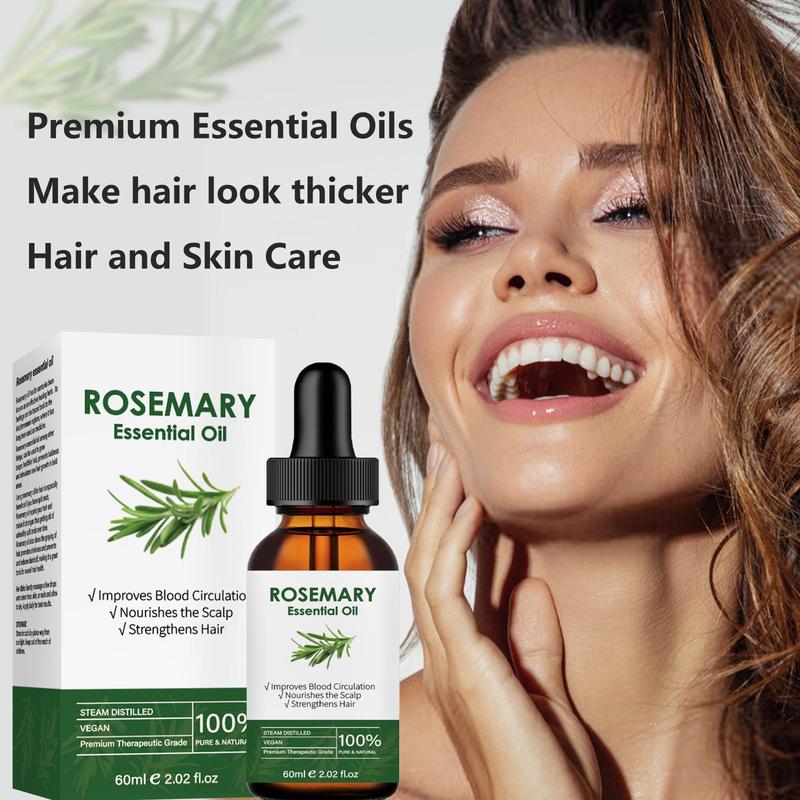 Organic Rosemary Essential Oil for Hair & Skin & Nails, 1 2 Counts Pure & Natural Essential Oil, Body Care Massage Oil for Home & Spa