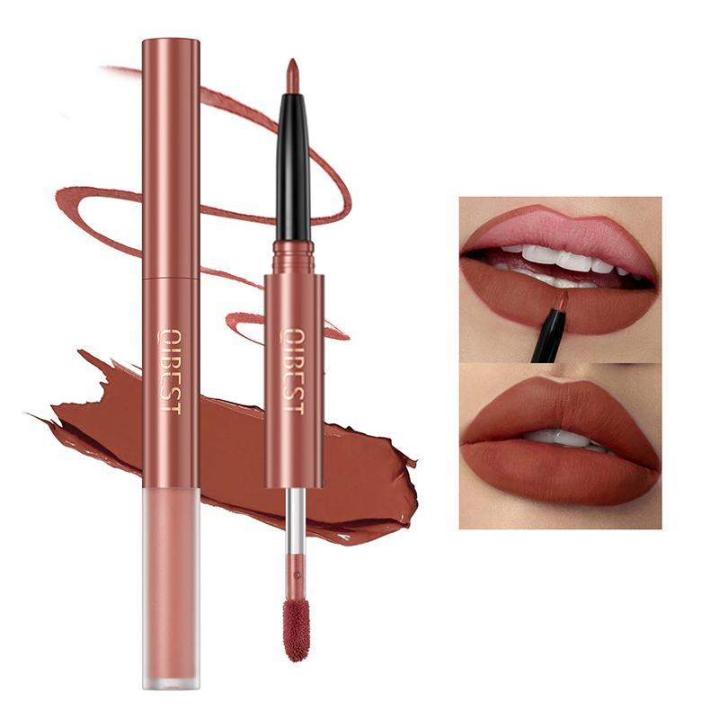 2 In 1 Matte Lipstick & Lip Liner, Waterproof Long Lasting Lip Sticks, Suitable for All Occasions Lip Makeup, Girls & Women Makeup Accessories