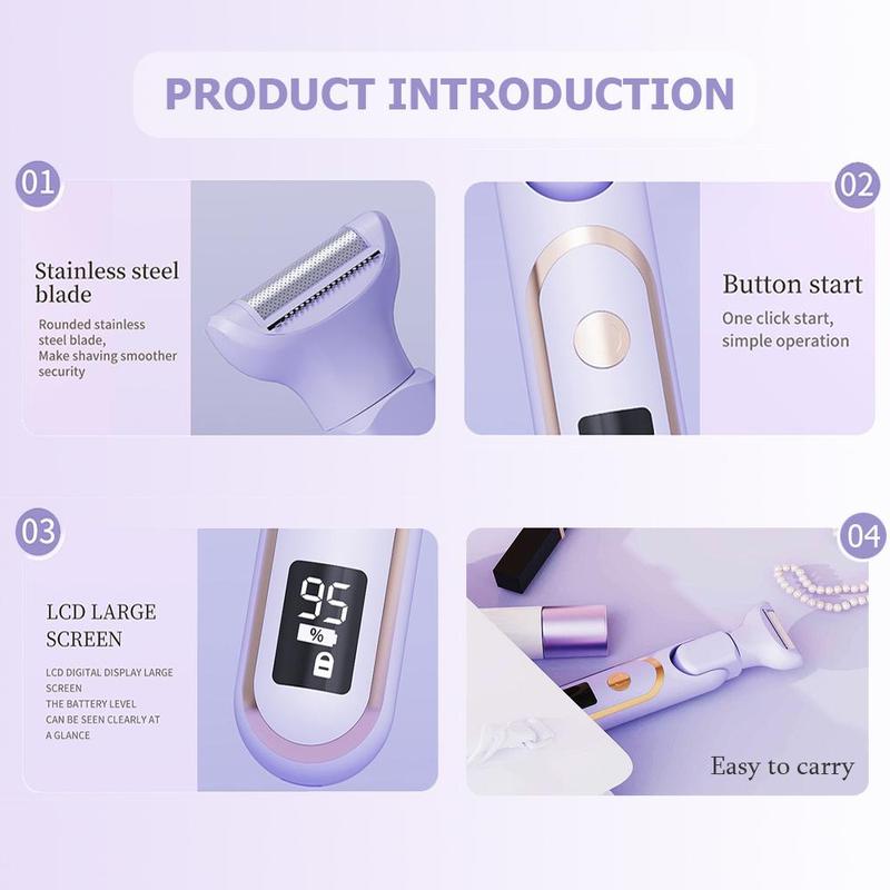 Electric Hair Removal Tool, 1 Box Rechargeable Hair Removal Machine & Accessories, Wet and Dry Use Hair Removal Tool for Women