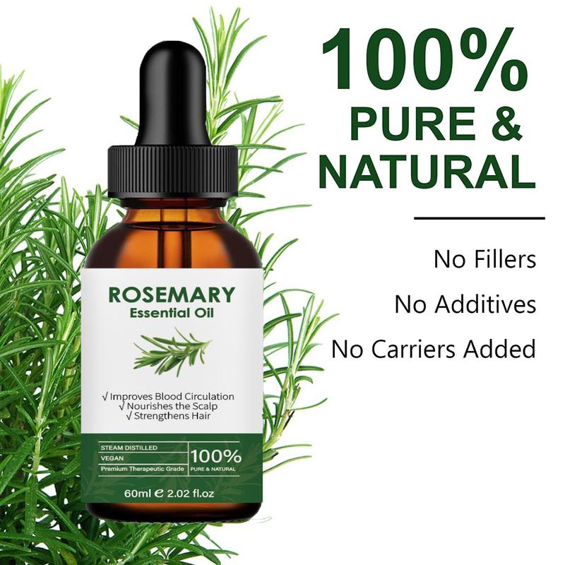 Organic Rosemary Essential Oil for Hair & Skin & Nails, 1 2 Counts Pure & Natural Essential Oil, Body Care Massage Oil for Home & Spa