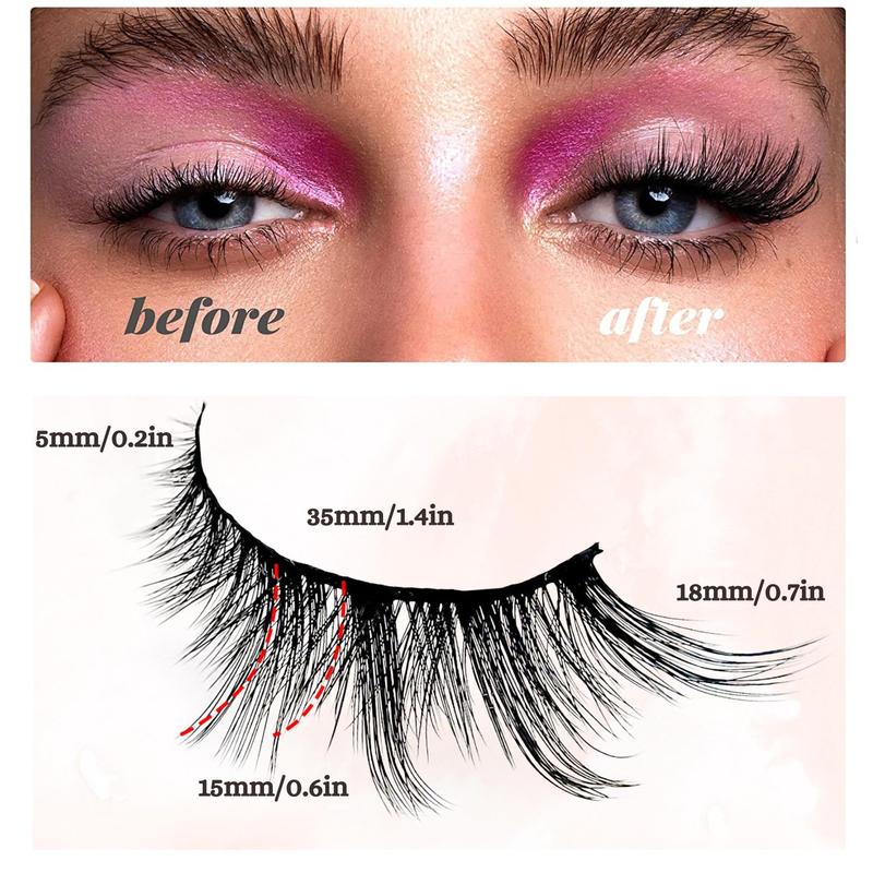 Cat Eye Style False Lash Clusters for 5 Pairs Wispy Cluster Lashes Strip Lashes for Women Girls, Individual Lashes Kits