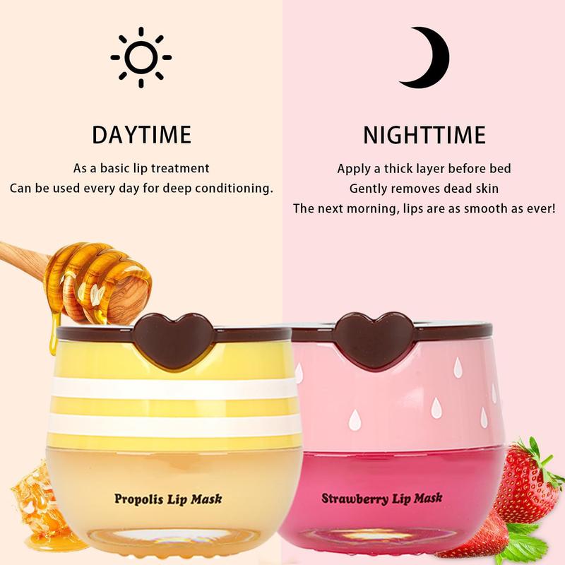 4 PCS Bee Lip Balm Honey Pot, Honey&Strawberry&Watermelon& Apple Lime Lip Mask Propolis Moisturizing Lip Balm Lip Care, Sleeping Lip Mask Hydrating Prevention Dry & Cracked Lips Moisture Moisturize