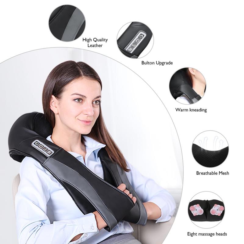 Naipo Shiatsu Back and Neck Massager with Heat Function, Adjustable Intensity, and Versatile Use - Perfect Gift for Wellness - Comfort, Relaxing