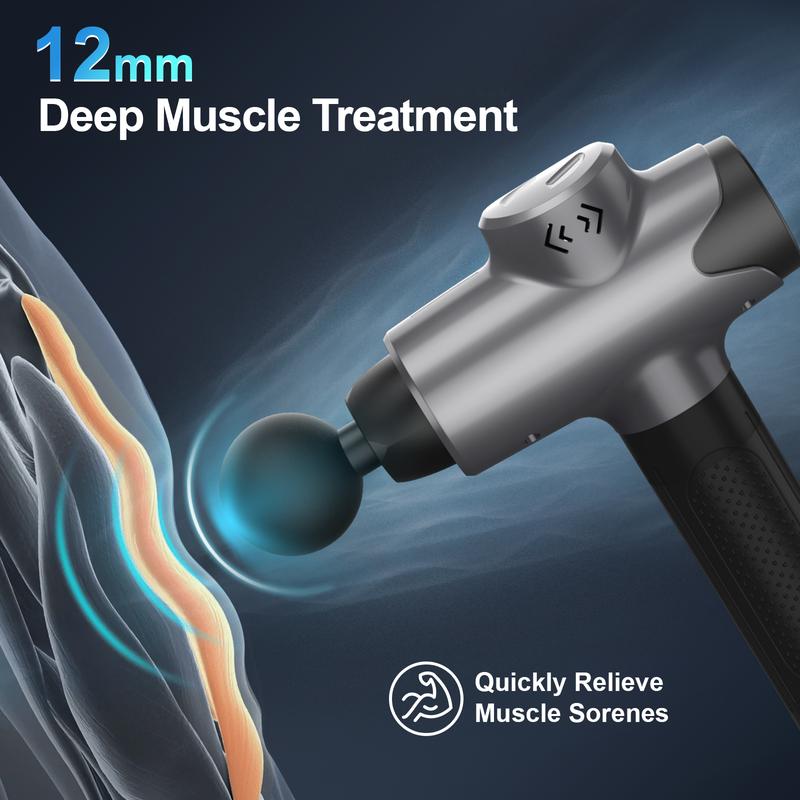 Massage Gun, Muscle Therapy Gun for Athletes, Deep Tissue Percussion Body Muscle Massager with 30 Adjustable Speeds, 6 Types of Massage Heads, Handheld Massager for Neck Back Pain Relief