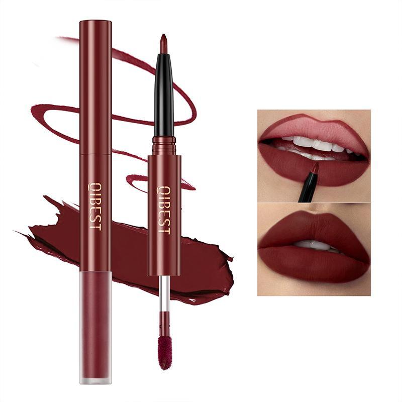 2 In 1 Matte Lipstick & Lip Liner, Waterproof Long Lasting Lip Sticks, Suitable for All Occasions Lip Makeup, Girls & Women Makeup Accessories