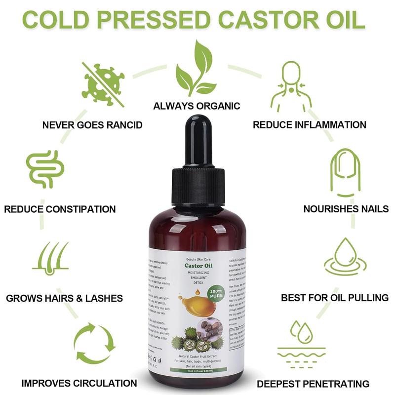 4 fl. oz. 125ml Castor Oil, Castor Oil Pack Set - 4 Organic Flannel Wraps with Organic Cotton castor oil pack wrap  christmas gift ideas Body Care Daily Comfort Cosmetic Organic Jamaican Moisturizing Brightening 777 oil organic castor re juve zing  oil