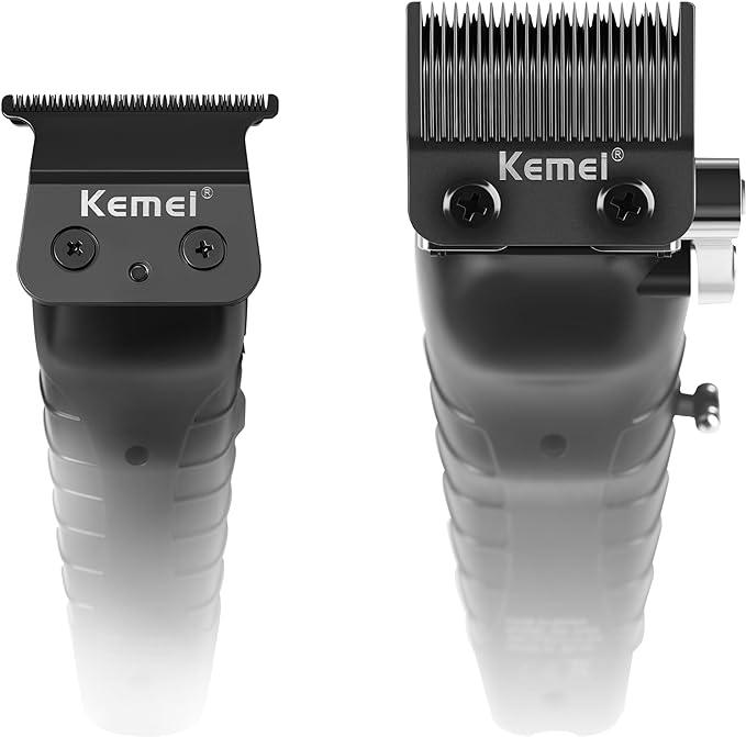 KEMEI 2299+2296 Combo Men's Hair Clipper, Professional Hair Clipper and Trimmer Set, Men's Cordless Zero-Clearance Trimmer with LED Display, 11 Guide Combs LCD Display glaker  hair Smooth Comfort