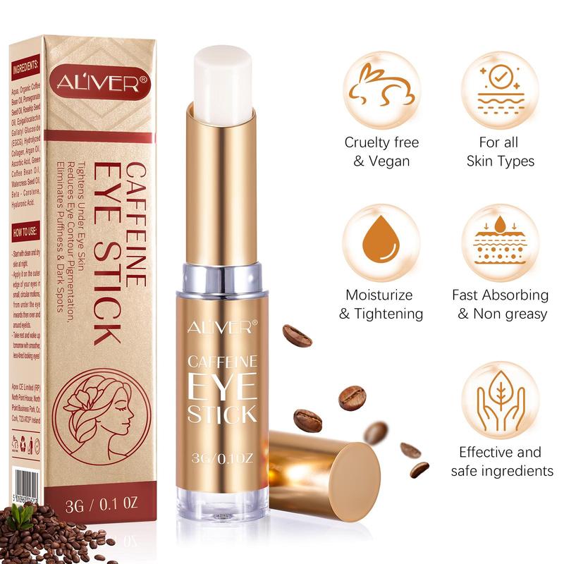 Caffeine Eye Stick, 2 Counts set Firming Eye Skin Stick, Natural Ingredients Made Mild and Non-irritating Eye Care Product for Women