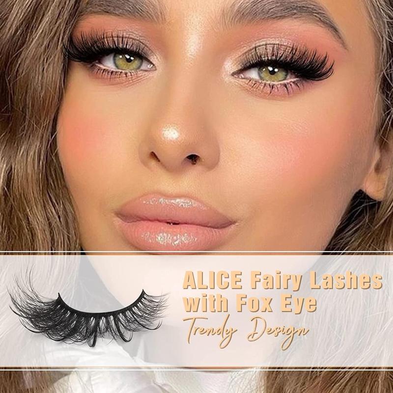 Cat Eye Style False Lash Clusters for 5 Pairs Wispy Cluster Lashes Strip Lashes for Women Girls, Individual Lashes Kits