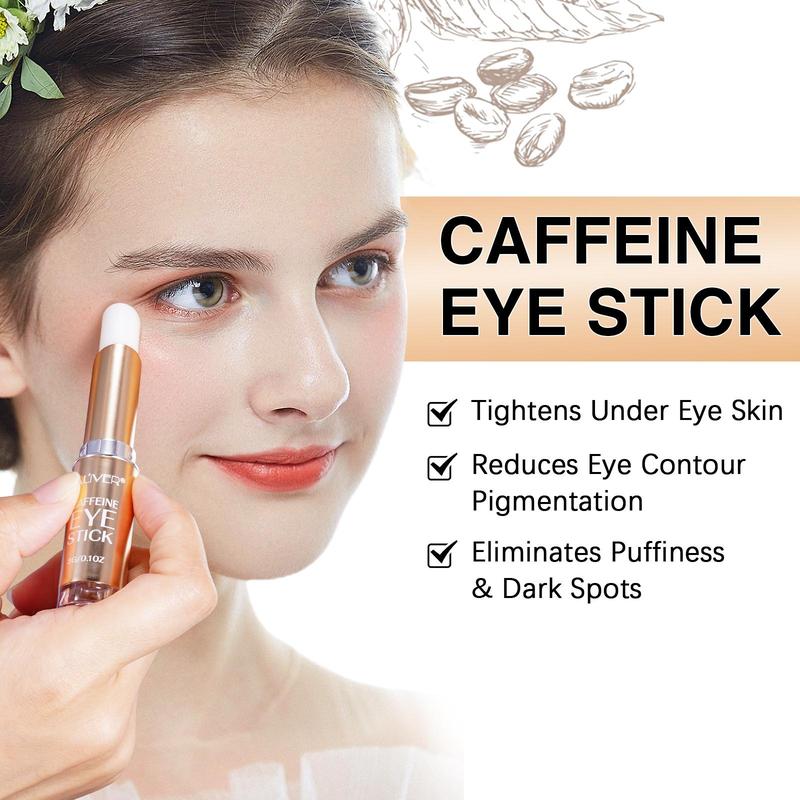 Caffeine Eye Stick, 2 Counts set Firming Eye Skin Stick, Natural Ingredients Made Mild and Non-irritating Eye Care Product for Women