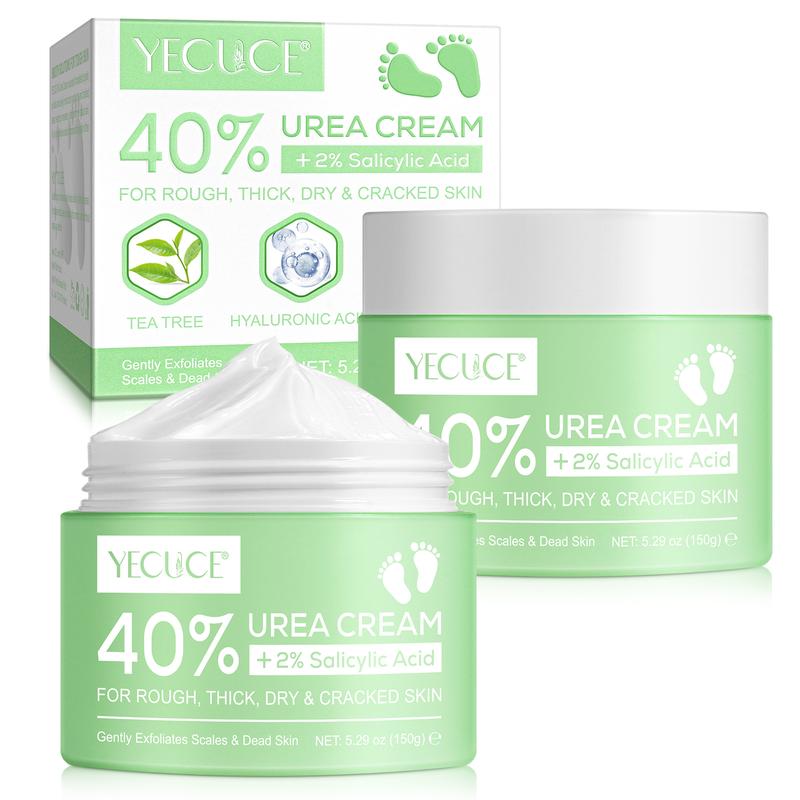 YECUCE Urea Cream 40% plus Salicylic Acid 2% - Foot Cream and Hand Cream Maximum Strength with Hyaluronic Acid Moisturizing, Tea Tree, and Aloe Vera For Deep Moisturizes,  Hydrate Callus Remover and Soften For AIl Skin Types