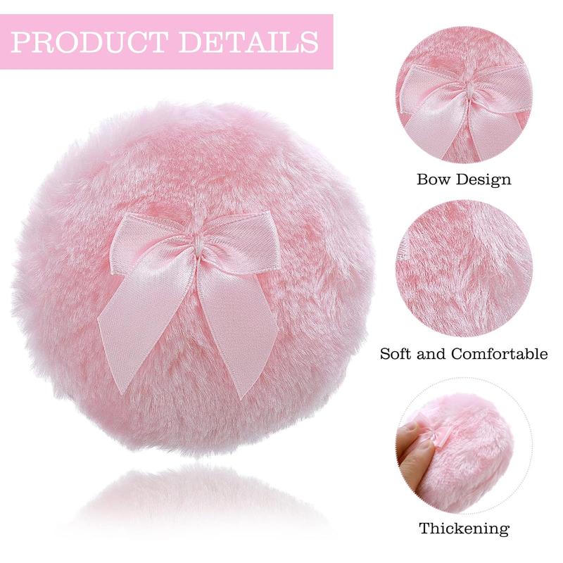 Large Fluffy Powder Puff, 4 Inch Ultra Soft Washable Reusable Velour Face Body Powder Puff Loose Powder Puffs Wet Dry Makeup Tool