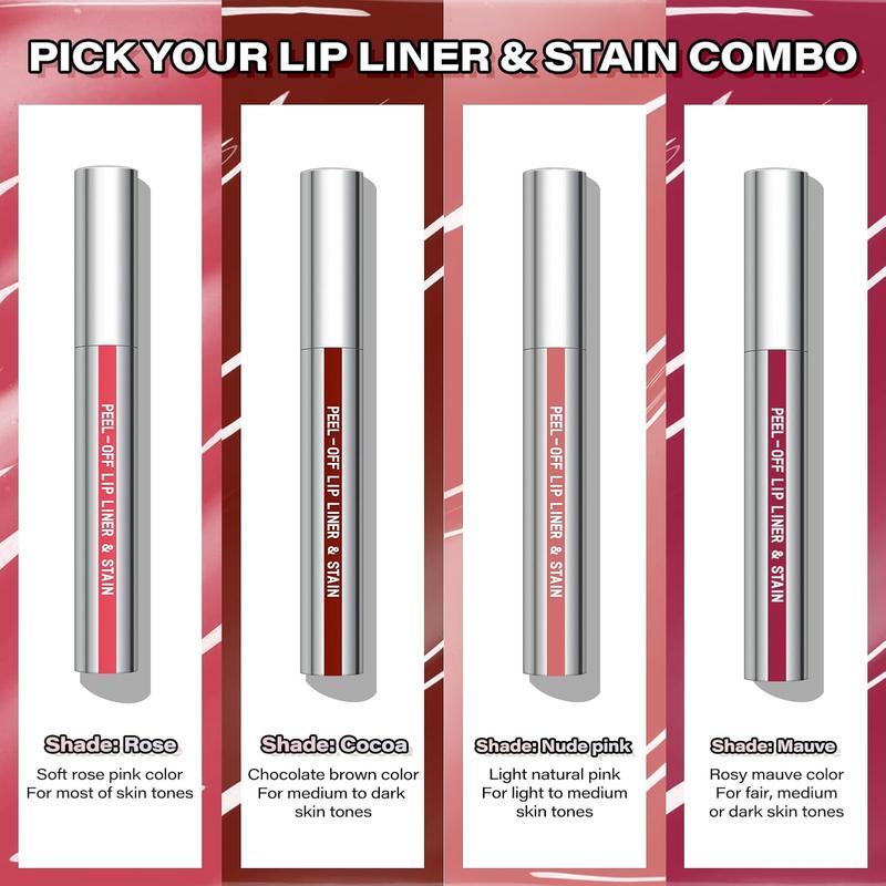 Peel Off Lip Liner Stain, Long Wear Tattoo Lip Liner with Tweezer, Peel Off Lip Stain with Matte Finish, Long Lasting, Waterproof, Transfer-proof, Highly Pigmented Color (N-Nude Pink)