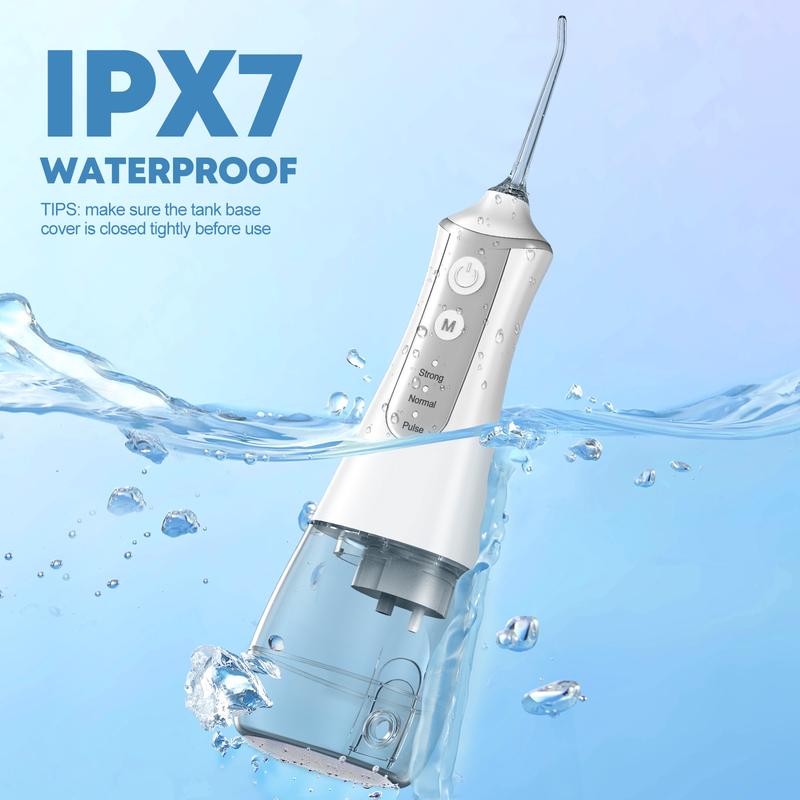 Water Flosser Cordless Portable Dental Oral Irrigator for Teeth Cleaning with 5 Replaceable Jet and 350ml Water Tank Rechargeable Waterproof Teeth Cleaner Picks for Home Travel Gift Ideas