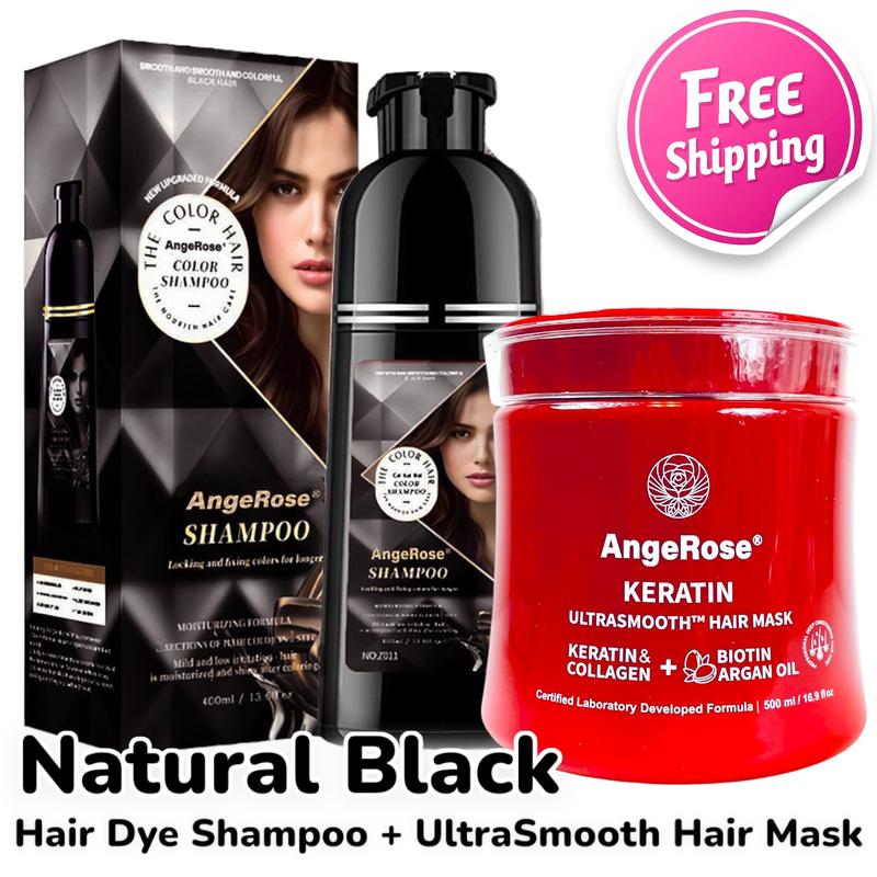 AngeRose Hair Color Shampoo New Packaging, Instant Grey Coverage, Available in Wine Red, Chestnut Brown, Nature Black and Purple, Perfect Gift for Women & Men, Gentle Hair Dye Salon Haircare