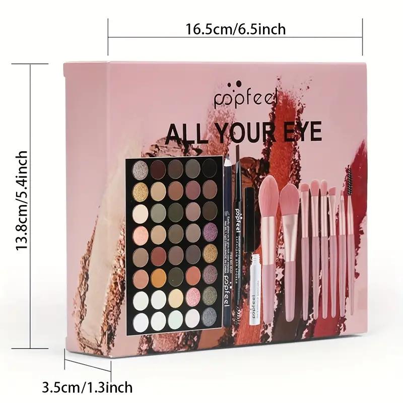 40-Color Eye Shadow Palette with Makeup Tools Eyeshadow Set Brush Eyeliner, Women cosmetic brushes eyebrow pencil full collection makeup kit