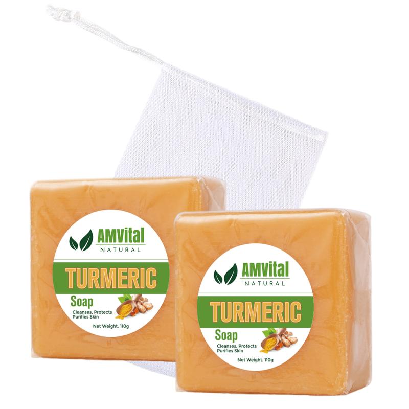 AMVital Turmeric Soap Bar (2 Pack) Facial & Body Soap Handmade Dark Spots, Smooth Skin,  Natural Body Care Comfort Body Care Comfort