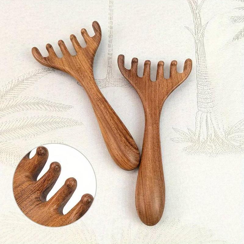 Wooden Scalp Massager, 1 Count 2 Counts Sandalwood Meridian Comb, Wooden Gua Sha Comb for Neck, Eye & Face Relief, Manual Massage Tool for Scalp Care, Christmas Gift