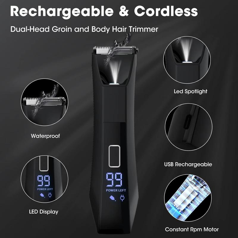 & Groin Hair Trimmer for Men,Bikini Trimmer Women- Manscape Ball Trimmer for Men,Wet Dry Men's Electric Shavers,No Nicks,No Cuts, Rechargeable &   Shaver,Black